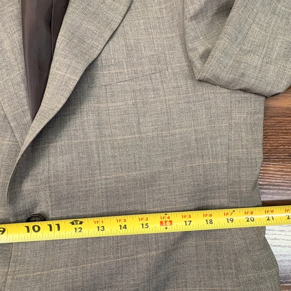 Cross & Winsor Mens 42R Tan Glen Plaid Wool 2 Button‎ Blazer Sport Coat Academia